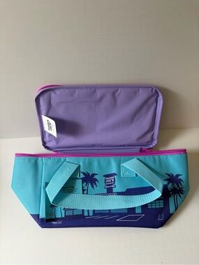 NWT Trader Joe's Teal & Purple Insulated Lunch Tote Mini Blue